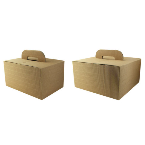 Scatola in cartone ondulato "LunchNGo" con manico 335x335mm H175mm