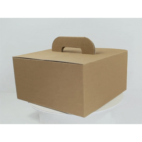 Scatola in cartone ondulato "LunchNGo" con manico 335x335mm H175mm
