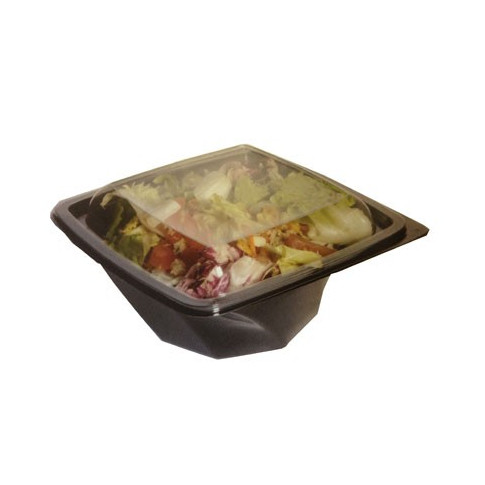 Insalatiera in  "Twirl" PET quadrata nera 200x200mm H80mm 1000ml