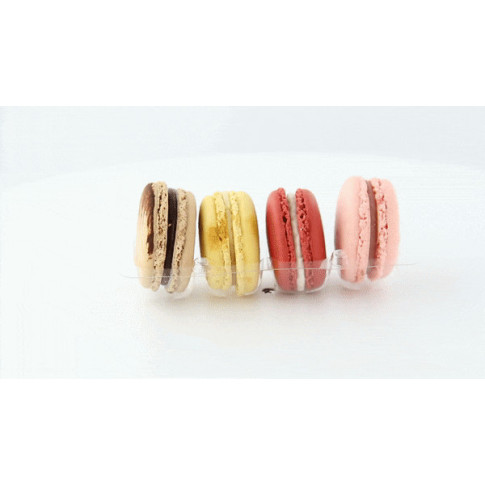 Inserto in PET trasparente per 4 macarons (1x4) con chiusura clip 128x68mm H23mm
