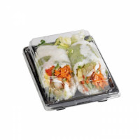 Barchetta "Suky" in plastica nera con coperchio trasparente 220x140mm H40mm