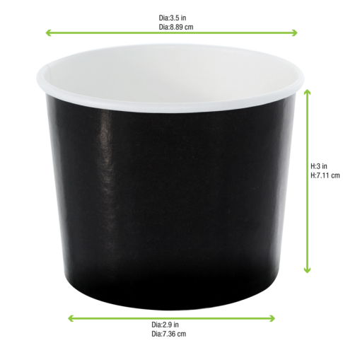 Contenitore in cartone nero per alimenti caldi e freddi  H70mm 320ml