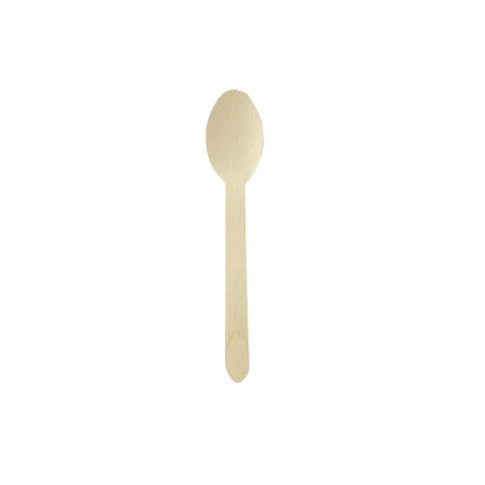 Cucchiaio in legno confezionato singolarmente in carta kraft  H160mm