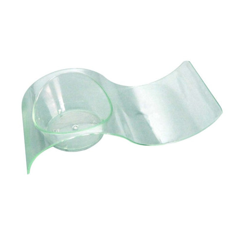Contenitore fingerfood "Gizmo" in PS a onda verde trasparente 100x40mm H24mm
