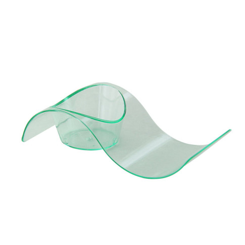 Contenitore fingerfood "Gizmo" in PS a onda verde trasparente 100x40mm H24mm