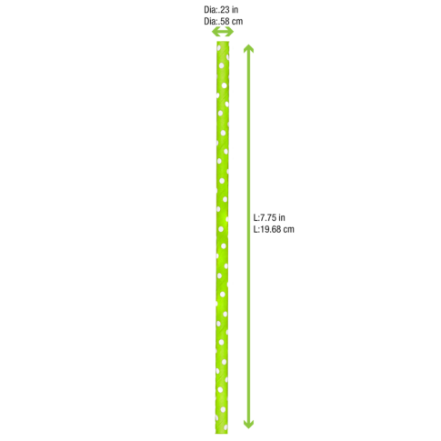 Cannuccia in carta verde lime, decorazione pois   H197mm