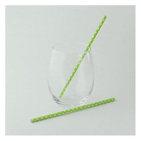 Cannuccia in carta verde lime, decorazione pois   H197mm