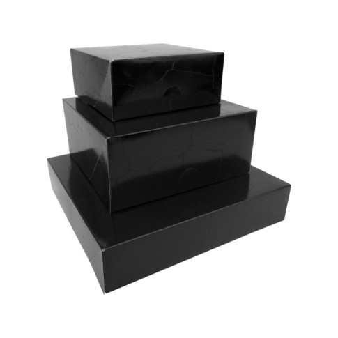 Scatola da pasticceria nera effetto marmorizzato 140x140mm H60mm