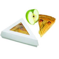 Scatola da pasticceria triangolare in cartone bianco con coperchio a finestra 155x130mm H45mm