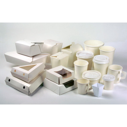 Scatola da pasticceria triangolare in cartone bianco con coperchio a finestra 155x130mm H45mm