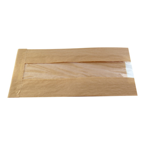 Sacchetto in carta scura kraft con finestra 120x50mm H220mm