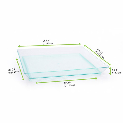 Vassoio "Klarity" riutilizzabile in plastica verde trasparente 130x130mm