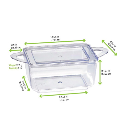 Contenitore fingerfood  "Loukià" in PS verde con manici 96x50mm H35mm 75ml