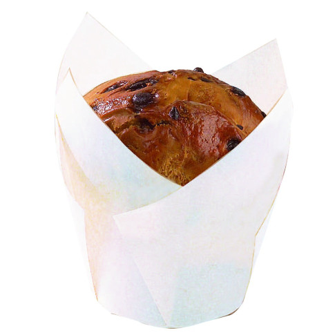 Pirottino da forno a forma di tulipano in carta bianca siliconata  H80mm