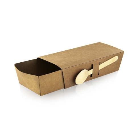 Coperchio in cartone kraft per barchetta porta-snack (PAP22) 215x90mm H53mm