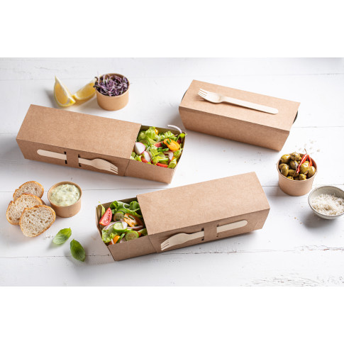 Coperchio in cartone kraft per barchetta porta-snack (PAP22) 215x90mm H53mm