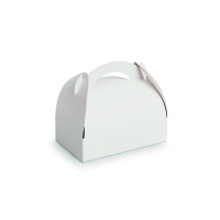 Scatola da pasticceria in cartone bianco con manici 200x180mm H166mm