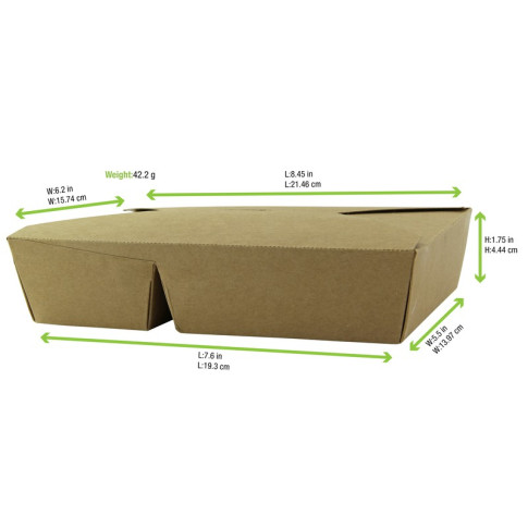 Lunchbox 2 scomparti in cartone kraft con chiusura a incastro 168x135mm H65mm 1 040ml
