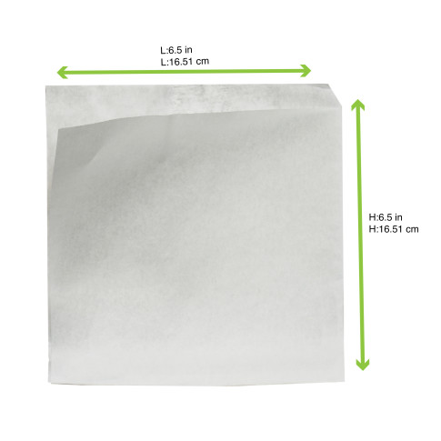 Sacchetto bianco antigrasso in carta scura aperto su due lati (PAP22) 170x170mm