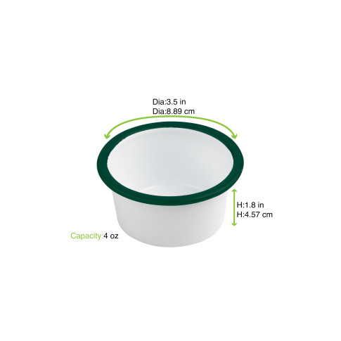 Scodella Enamely smaltata con bordo verde (42)  H45mm 160ml