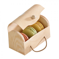 Scatola mini in legno per 3 macarons 110x80mm H55mm