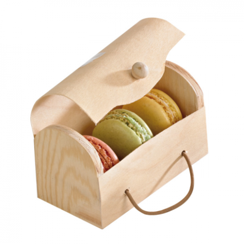 Scatola mini in legno per 3 macarons 110x80mm H55mm