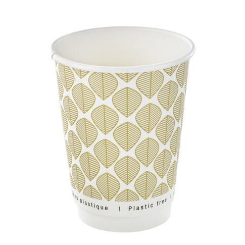 Bicchiere cartone kraft stampato doppia parete plastic-free (PAP20)  H110mm 350ml