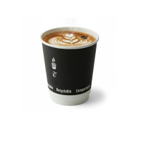 Bicchiere cartone bianco e nero doppia parete plastic-free (PAP20)  H92mm 230ml