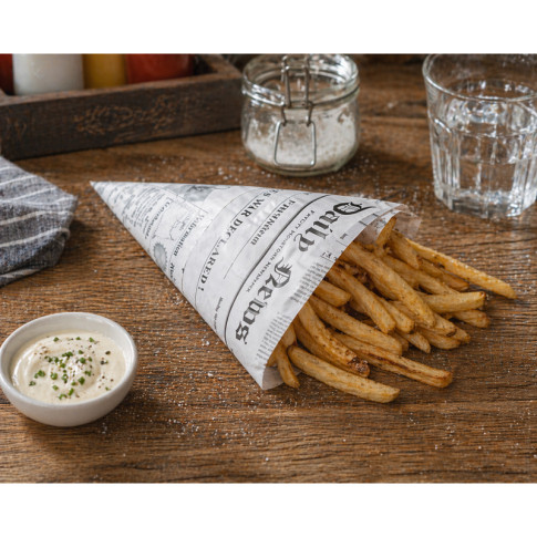 Cono in carta antiunto, decorazione stampa di giornale 250x180mm H180mm 360ml