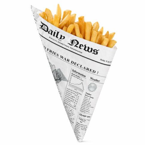 Cono in carta antiunto, decorazione stampa di giornale 250x180mm H180mm 360ml