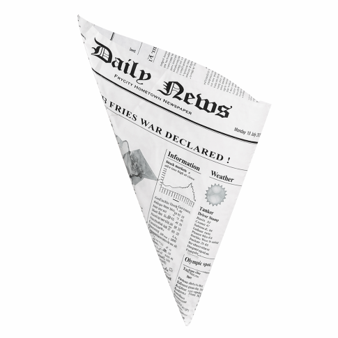 Cono in carta antiunto, decorazione stampa di giornale 310x220mm H220mm 660ml