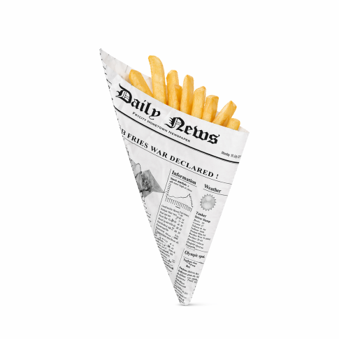 Cono in carta antiunto, decorazione stampa di giornale 380x300mm H300mm 960ml