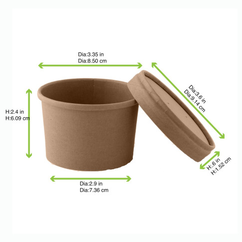 Contenitore in cartone kraft per alimenti caldi e freddi, con coperchio  H60mm 240ml