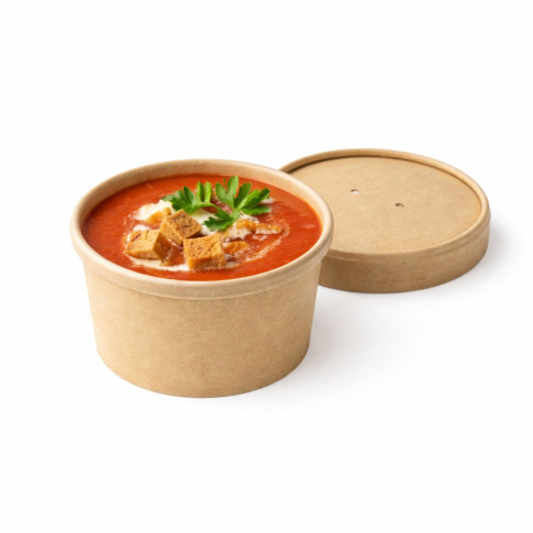 Contenitore in cartone kraft per alimenti caldi e freddi, con coperchio  H60mm 240ml