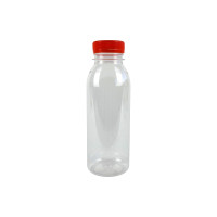 bottiglia di plastica RPET trasparente con tappo arancione attaccato 61 H161mm 330ml