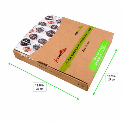 Carta bianca con decorazione hamburger, in scatola dispenser 350x270mm