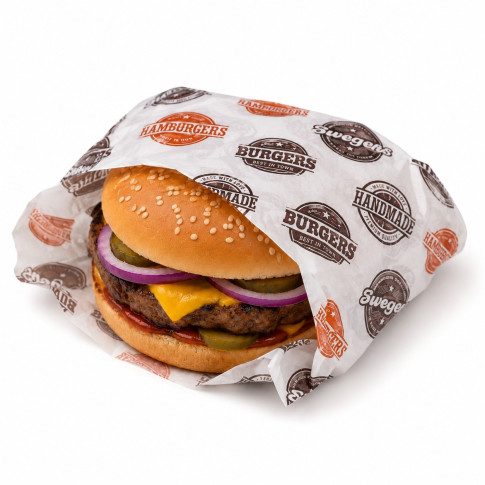 Carta bianca con decorazione hamburger, in scatola dispenser 350x270mm