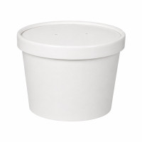 Contenitore in cartone bianco per alimenti caldi e freddi, con coperchio  H62mm 250ml