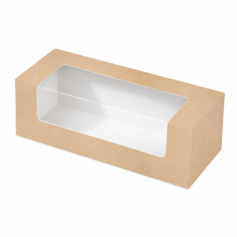 Scatola per macaron o éclair in cartone con finestra in PET 150x60mm H50mm
