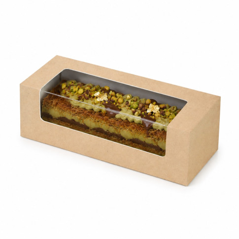 Scatola per macaron o éclair in cartone con finestra in PET 150x60mm H50mm