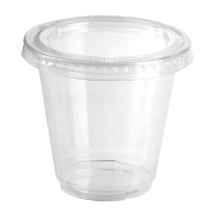 Contenitore in PP trasparente con coperchio piatto  H62mm 165ml