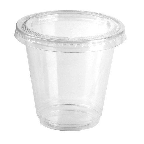 Contenitore in PP trasparente con coperchio piatto  H62mm 165ml