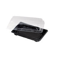 Barchetta "Suky" in plastica nera con coperchio trasparente 170x120mm H40mm