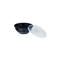Ciotola rotonda PP nero con coperchio trasparente  H59mm 200ml