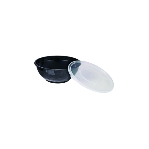 Ciotola rotonda PP nero con coperchio trasparente  H59mm 200ml