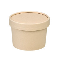 Contenitore in cartone kraft per alimenti caldi e freddi laminato in PLA, con coperchio  H75mm 240ml