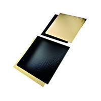 Sottotorta rettangolare in cartone, doppio lato oro/nero 400x600mm