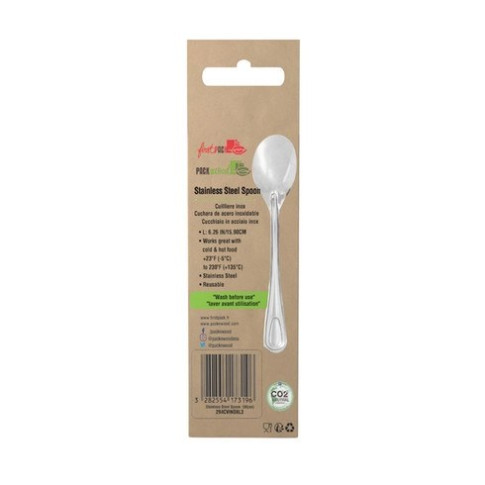 Cucchiaio da minestra in acciaio inox con custodia, da lavare prima dell'uso  159x32mm H18mm
