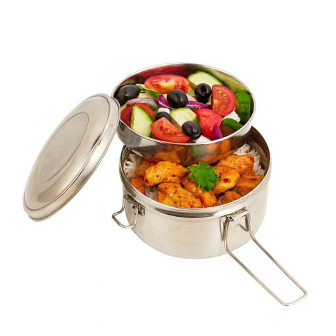 Lunch-box NoxBox tondo in acciaio inox con coperchio (FE40)  H76mm 900ml