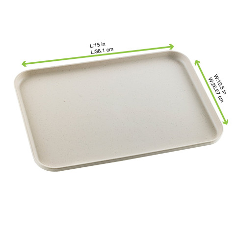 Vassoio Huskly riutilizzabile in materiale composito beige 380x268mm H16mm